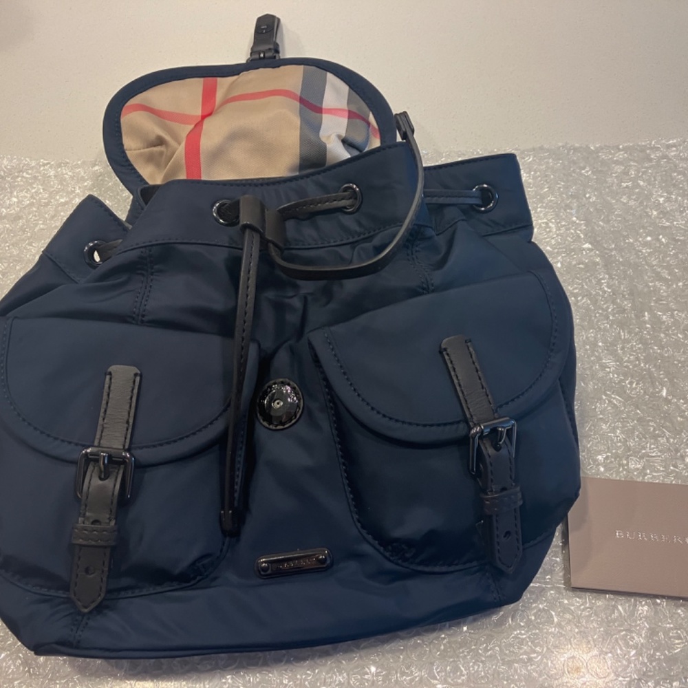 New!!! Burberry Nylon/Cloth Reversible Drawstring Backpack - Picture 7 of 7